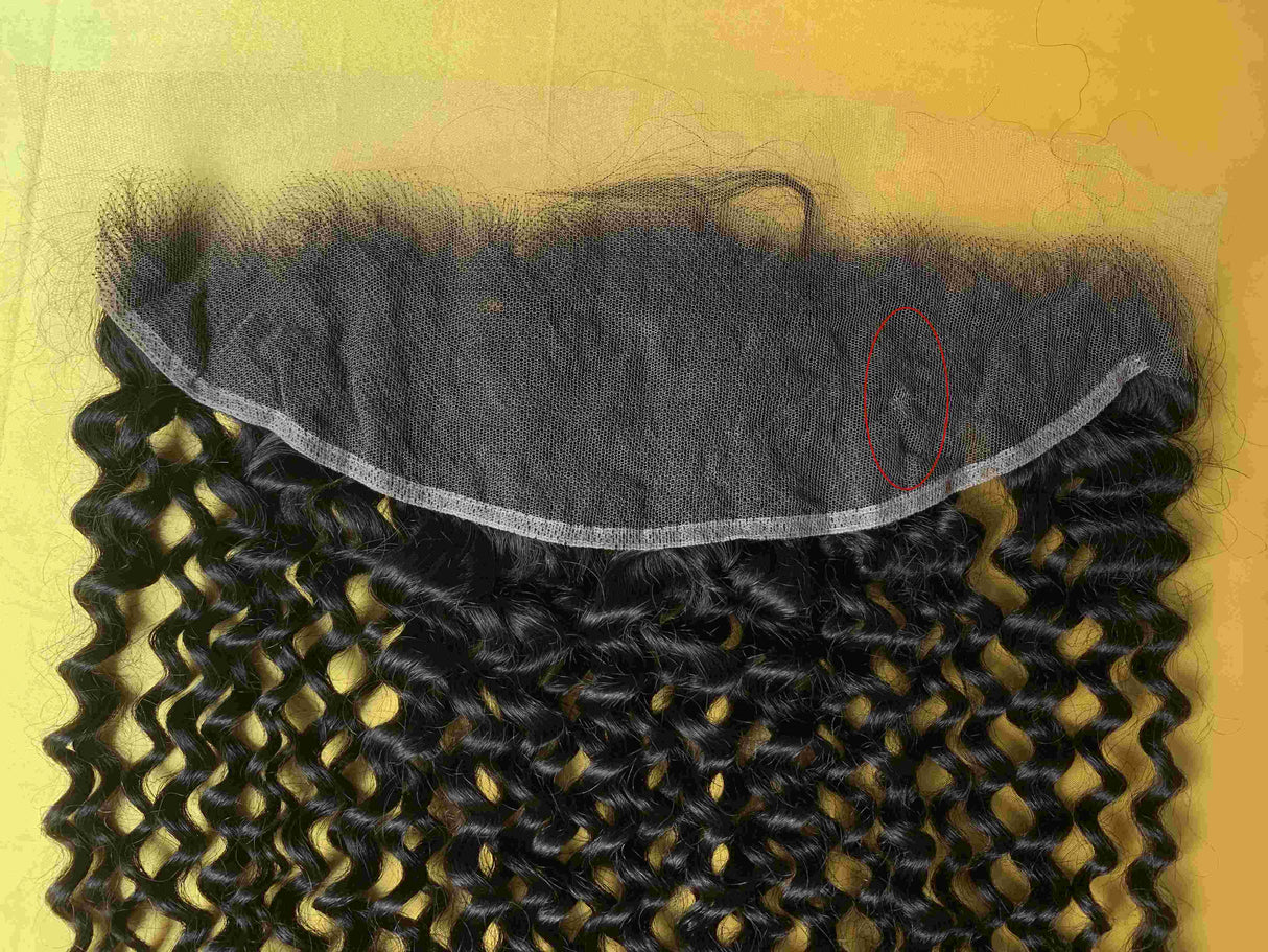 FTC 20 Inch HD Lace - Shrinkage Lace Type close-up showing reduced shrinkage feature of tight curly wig for consistent length retention in humid conditions. Specialized lace treatment prevents curl pattern distortion during daily wear.