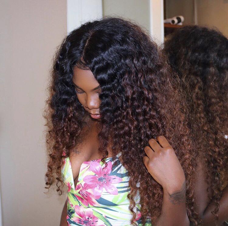 Deep Wave Light Brown Lace Construction Detail - Close-up of 13x4 inch light brown lace frontal base showing undetectable hairline when properly installed. Premium Swiss lace material blends seamlessly with medium to fair skin tones, pre-plucked perimeter with natural baby hairs for realistic appear