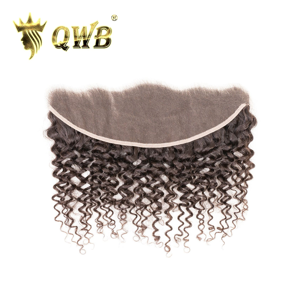 QWB Tight Curly Frontal Back View - Full coverage lace frontal wig demonstrating secure fit with adjustable straps. 130% density provides full head coverage, premium Brazilian virgin hair construction ensures natural movement and bounce of springy ringlets.