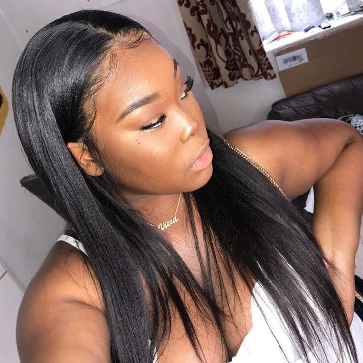 QWB Light Yaki 5X5 HD Lace Closure Wig 200% Density Brazilian Virgin Hair