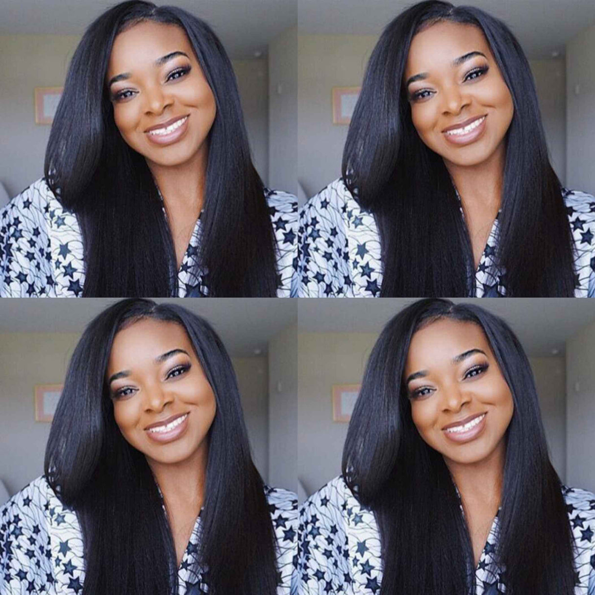 QWB Light Yaki 5X5 HD Lace Closure Wig 200% Density Brazilian Virgin Hair