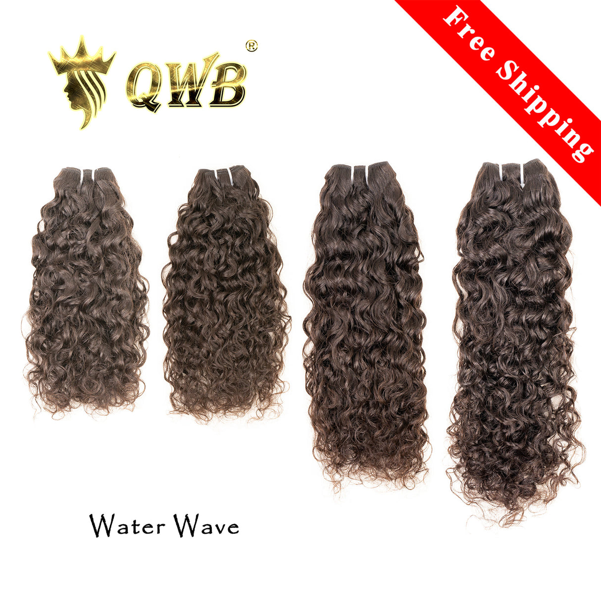 QWB Water Wave 4 Bundles Deal Brazilian Virgin Hair 12-28 Inches