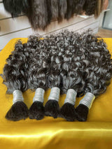 Bulk Hair Real Customer Review - Flowing water wave texture demonstrated in professional braiding style on diverse customers showing realistic volume and versatile styling capabilities. Premium virgin human hair maintains distinct texture pattern after multiple installations when properly maintained