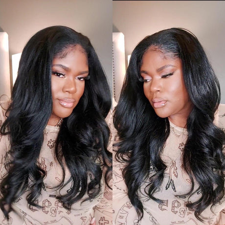 Light Yaki Traditional Sew-In Installation - Full head coverage demonstration using 3 bundles of light yaki virgin hair in natural sew-in installation method. Light yaki hybrid texture creates voluminous hairstyle with subtle crimped wavy appearance that mimics naturally pressed black women's hair. 