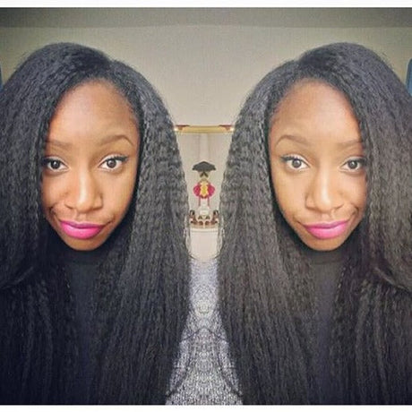 QWB Kinky Straight 5X5 HD Lace Closure Wig, 200% density, perfect for a natural and voluminous look.