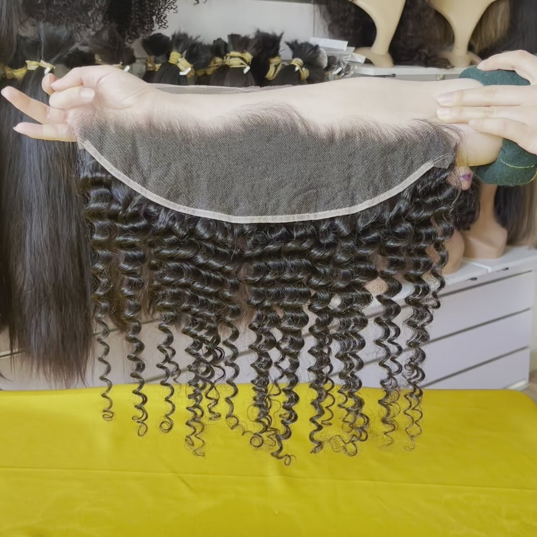 Deep Wave 13x4 HD Frontal Plucked Natural Hairline Brazilian Human Hair 1220Inches is available at httpswwwqueenweavecomproductsfreeshipping13x4inchhdlacefrontaldeepwave1220 Video Demo - Real customer usage demonstration showing product versatility, quality construction details, and authentic stylin