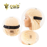 QWB Queen Weave Beauty - Installation demonstration showing how the product integrates with natural hair. Pre-plucked edges and baby hairs create undetectable hairline when installed using standard glue/tape methods.