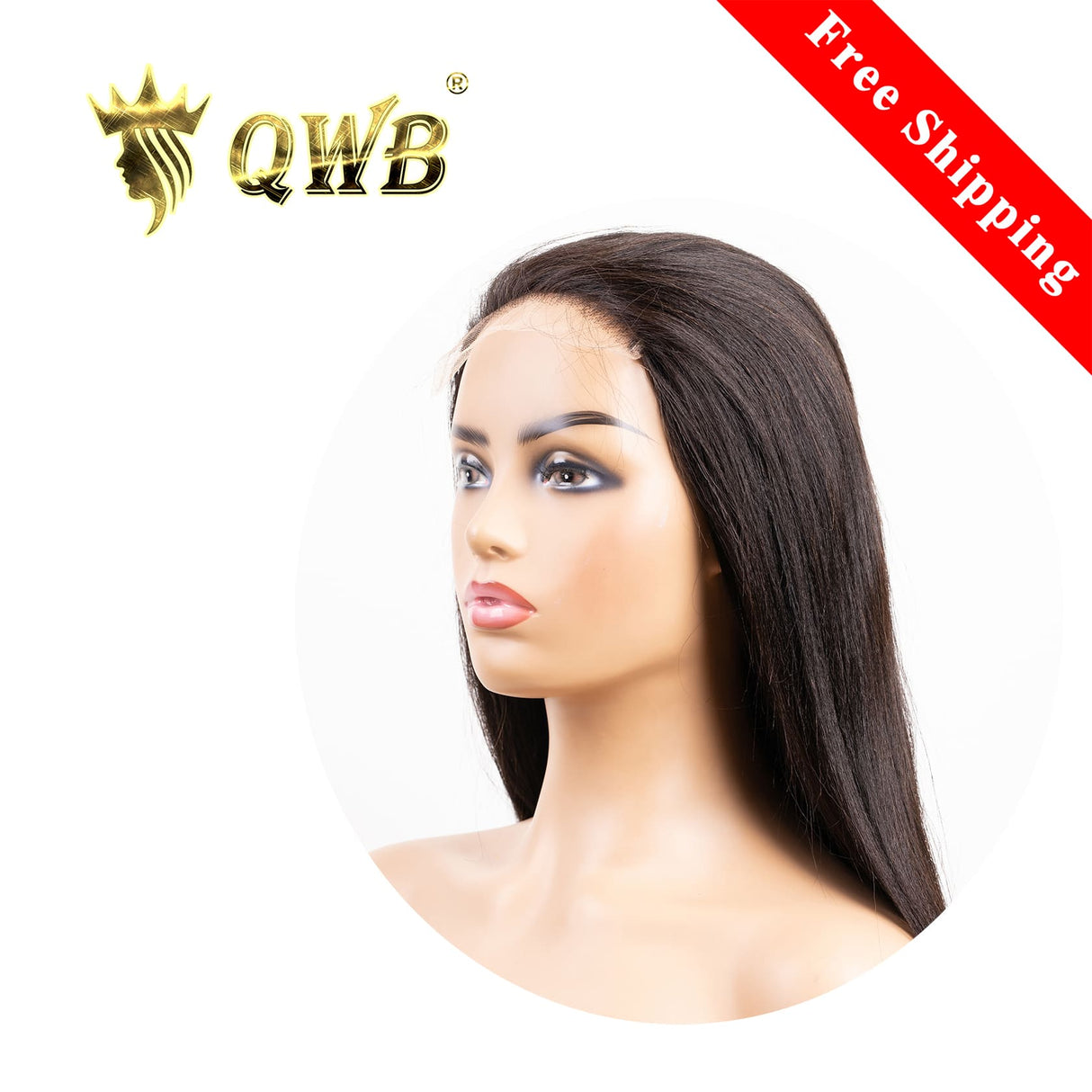 QWB Light Yaki 5X5 HD Lace Closure Wig 200% Density Brazilian Virgin Hair