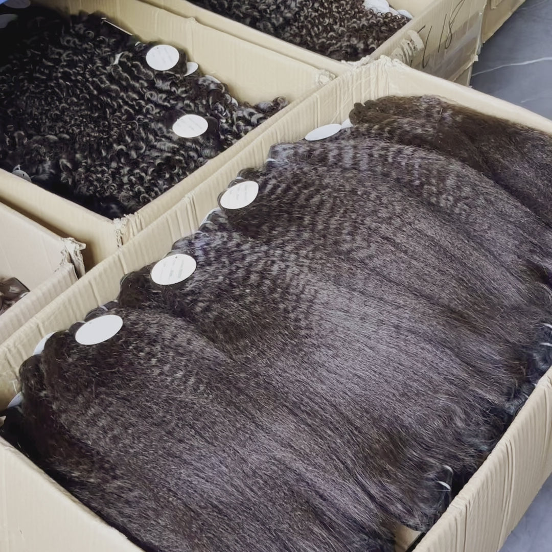 QWB Kinky Straight 4 Bundles Deal Brazilian Virgin Hair 1224 Inches Video Demo - Real usage demonstration showing versatility, quality construction, and authentic styling from multiple angles