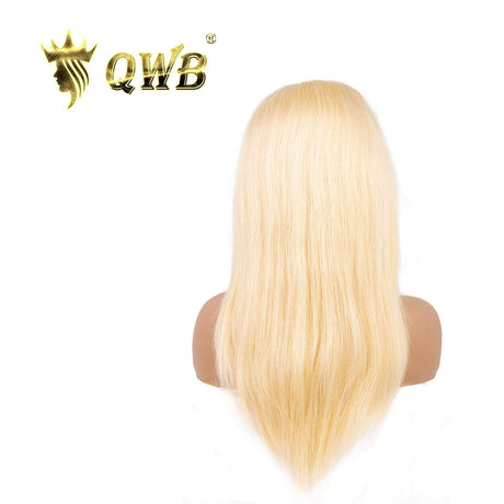 #613 Blonde Straight Wig Side Profile - Natural appearance and fit demonstration showing how pin-straight platinum blonde texture frames face elegantly in long straight style. Transparent HD lace disappears against skin while premium Brazilian virgin human hair provides comfortable wear suitable for