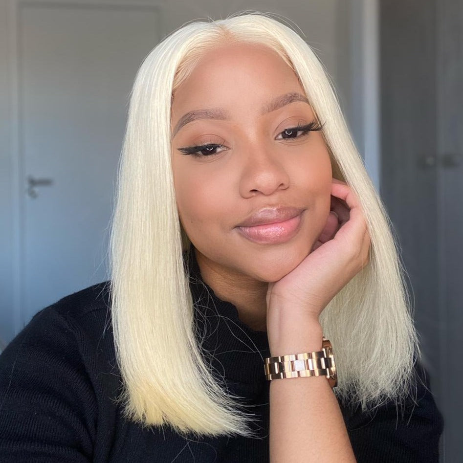 613 blonde straight remy hair customer picture