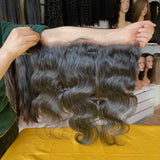 Body Wave 13x4 HD Lace Frontal Side Profile - Natural appearance and fit demonstration showing how body wave texture cascades elegantly. Transparent HD lace disappears against skin tone while premium Brazilian virgin hair provides comfortable wear suitable for professional daily use.