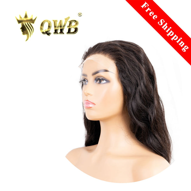 QWB Queen Weave Beauty - Main hero product shot featuring single piece of premium virgin human hair in natural deep black (#1b) color. 5x5 inch transparent Swiss HD lace closure with pre-plucked natural hairline and baby hairs for free-part styling. Premium cuticle intact 100% virgin Brazilian hair 