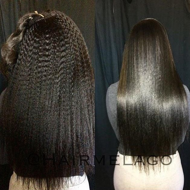 QWB Kinky Straight Brazilian virgin hair bundle top construction close-up emphasizing machine double weft anchoring system featuring multiple parallel rows of reinforced stitching securing individual hair strands along fabric track width for maximum attachment stability during extended wear periods.
