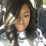 QWB Kinky Straight Brazilian virgin hair installation demonstration showing seamless integration between extension bundles and natural customer hair creating undetectable volumetric transformation. Multiple bundle units arranged to illustrate complete full-head coverage application technique where i