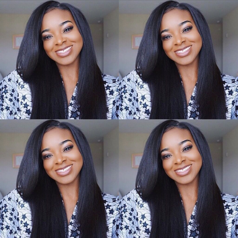 Close-up shot of high-quality Light Yaki Brazilian Virgin Hair texture