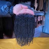 Coily Curly HD Lace Closure Side Profile - Natural appearance and fit demonstration showing how tight curly texture maintains volume while transparent HD lace disappears against skin tone. 130% density Brazilian virgin hair provides full coverage with comfortable wear.