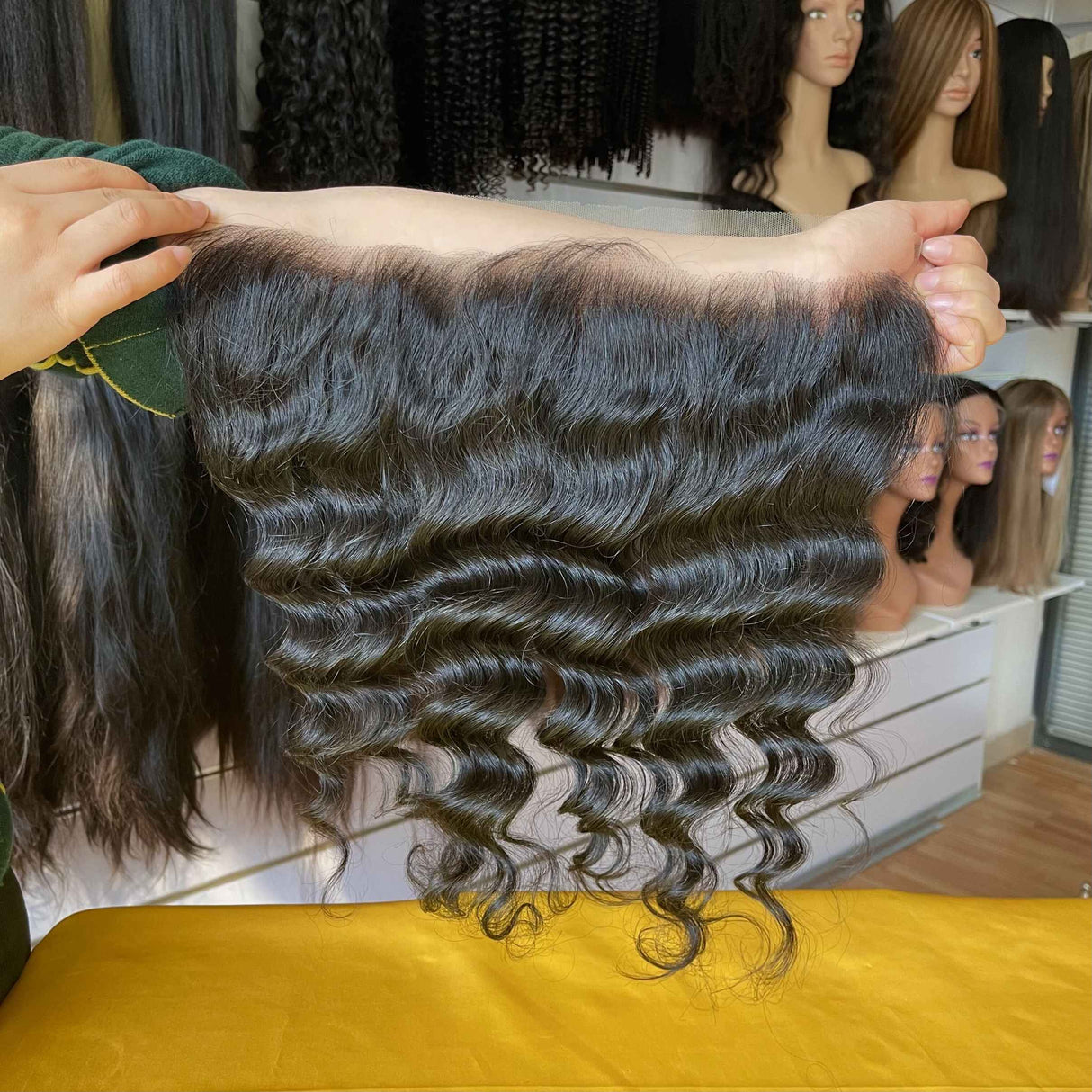 Loose Wave 13x4 HD Lace Frontal Side Profile - Natural appearance and fit demonstration showing how loose wave texture cascades naturally over temples while transparent HD lace disappears against skin tone. 130% density provides comfortable wear with bouncy volume for professional daily use.