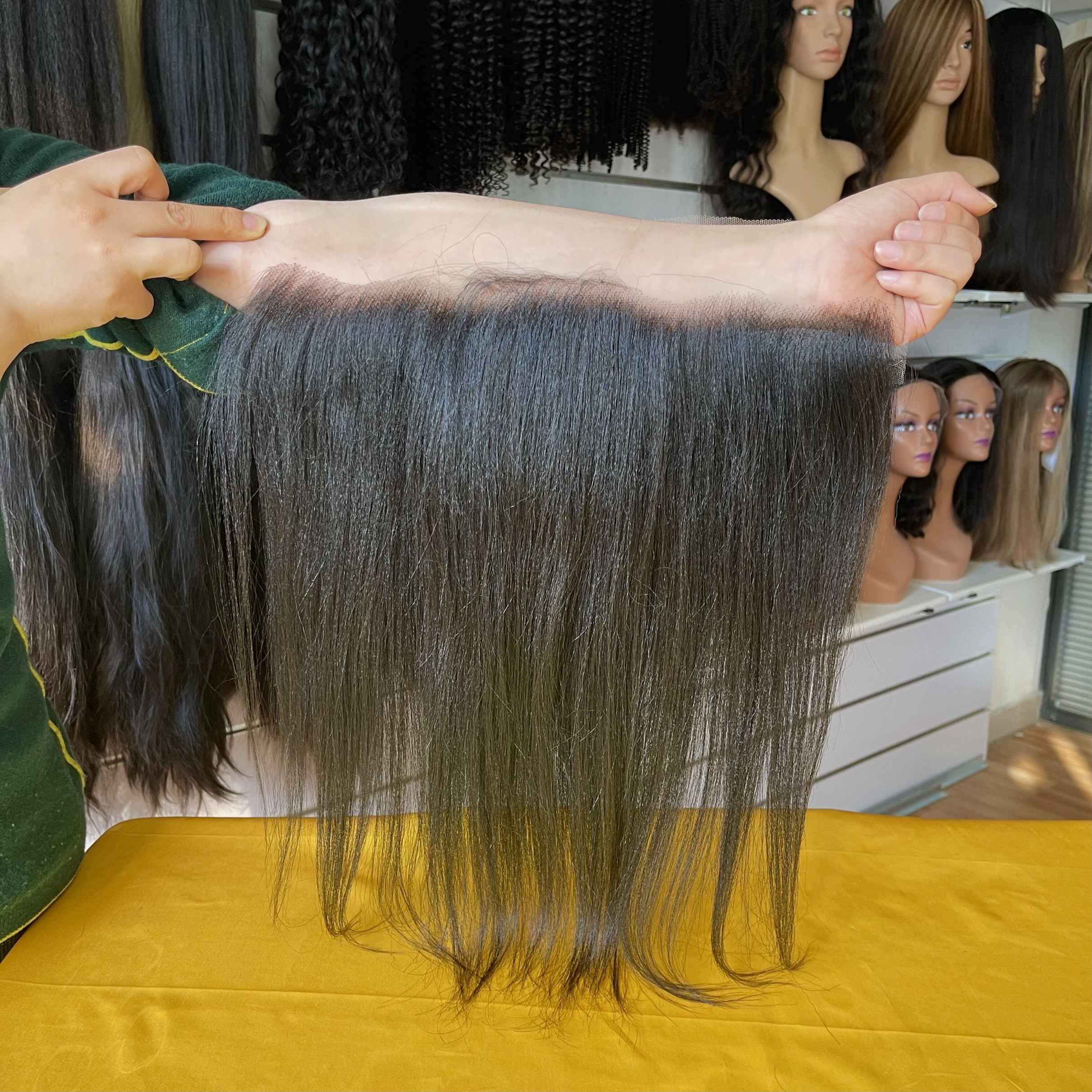 QWB Light Yaki 13x4 HD Lace Frontal Plucked Natural Hairline Brazilian Human Hair 12-20Inches