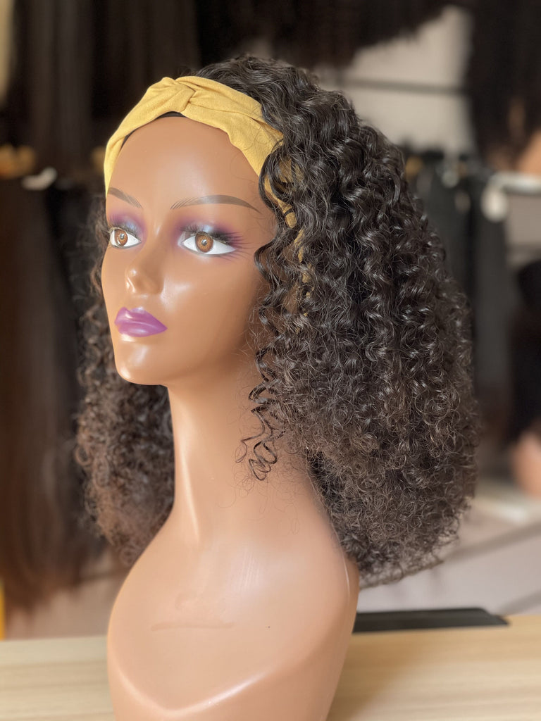 Tight curly headband wig 150% density made of 100% virgin hair, send 3 headbands for free