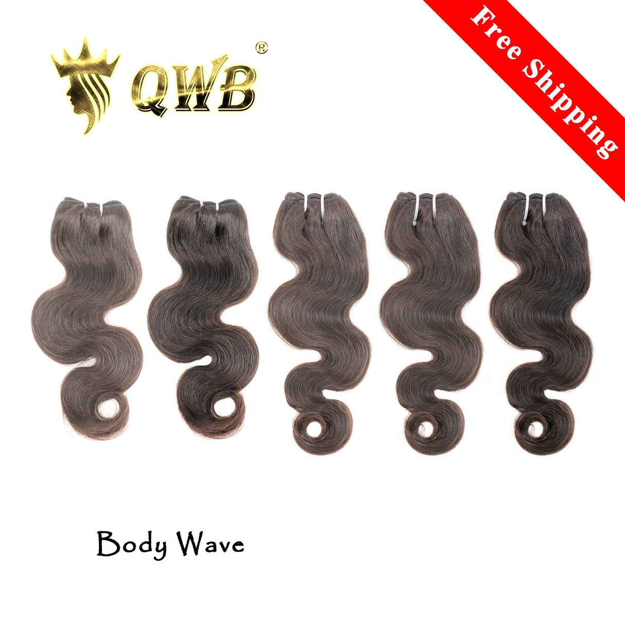 QWB Body Wave 5 Bundles Deal Brazilian Virgin Hair 12-28 Inches