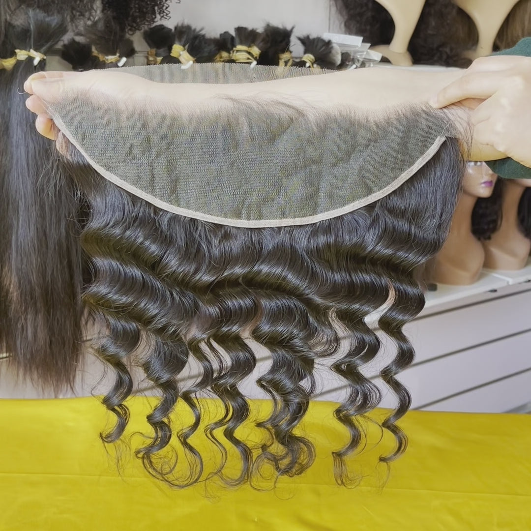 Loose Wave 13x4 HD Lace Frontal Video Demo - Customer usage video showcasing product movement, quality construction details, and versatile styling capabilities of bouncy loose wave Brazilian virgin human hair. Demonstrates how transparent HD lace remains undetectable during active daily wear.