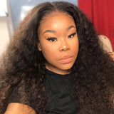 Deep Wave Lace Closure Styling Demonstration - Free part design allows natural-looking divisions anywhere within the 5x5 closure area. Natural color #1B demonstrates authentic virgin hair appearance on real users with various skin tones and deep wave bounce at high density.