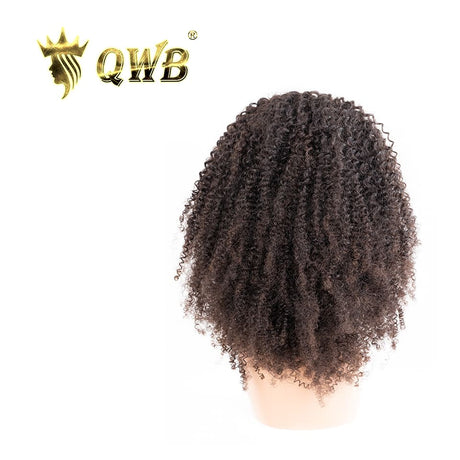 QWB Queen Weave Beauty - Detailed texture verification macro photography documenting premium virgin human hair. Close inspection reveals uniform curl formation throughout entire strand length from weft edge through tip ends, confirming consistent steam processing during manufacturing. Cuticle intact
