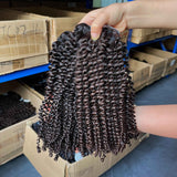 QWB Queen Weave Beauty - Detailed texture verification macro photography documenting premium virgin human hair. Close inspection reveals uniform curl formation throughout entire strand length from weft edge through tip ends, confirming consistent steam processing during manufacturing. Cuticle intact