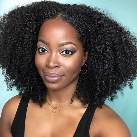 Afro Kinky Curly Color Performance Test - Deep black #1B virgin hair demonstrates rich consistent coloration with no discoloration or fading. Suitable for all color applications including dyeing to custom shades while maintaining tight curly definition and natural body.