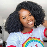 Kinky Curly Machine Double Weft Construction Detail - Close-up of bundle top showing multiple rows of machine double weft secure stitching anchoring hair firmly. Dense even distribution of tight curly texture along weft track confirms minimum shedding guarantee and professional quality construction 