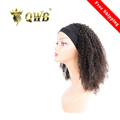 QWB Queen Weave Beauty - Main hero product shot featuring single piece of premium virgin human hair in natural deep black (#1b) color. . Premium cuticle intact 100% virgin Brazilian hair with minimum shedding and tangle-free performance, estimated 2-3 year lifespan displayed vertically to showcase f