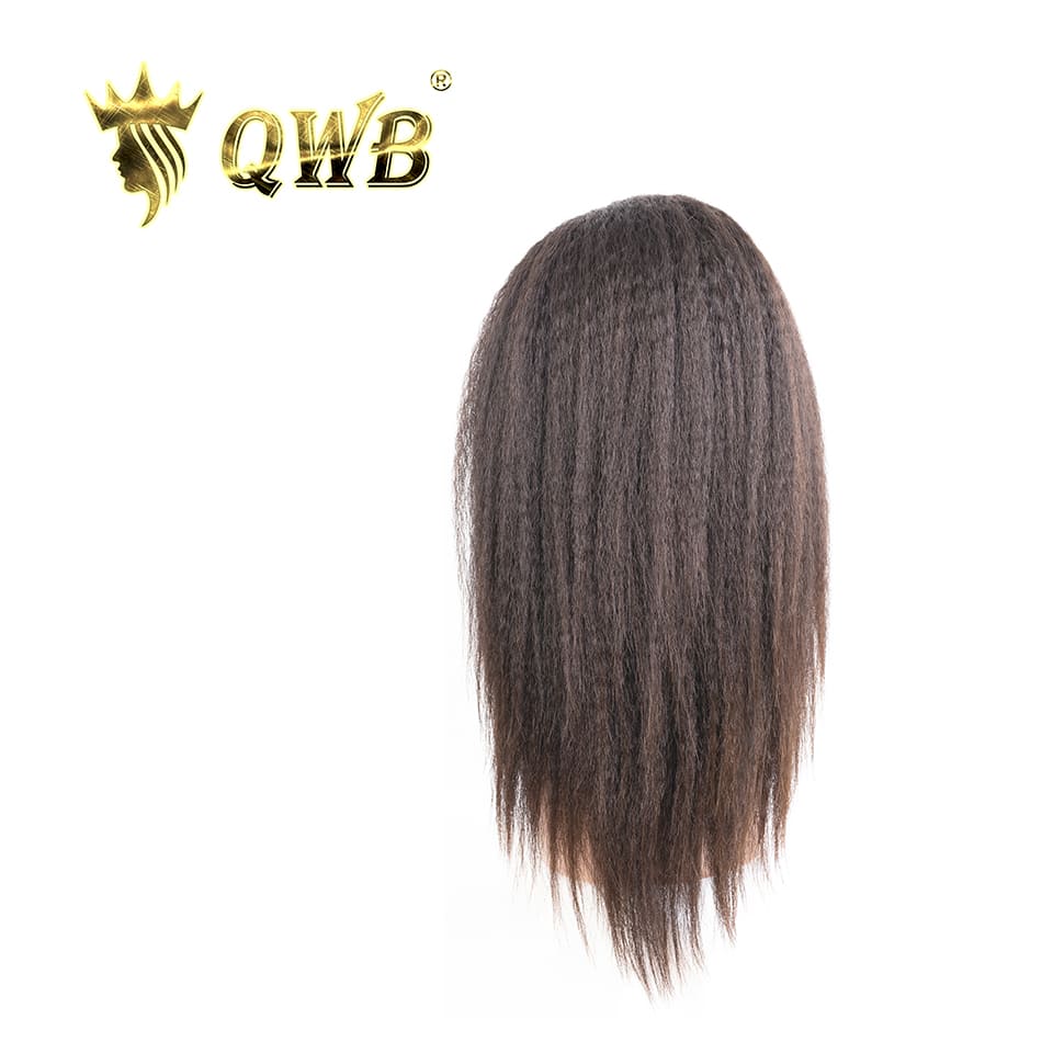 QWB Queen Weave Beauty - Detailed texture verification macro photography documenting coiled steam-processed kinky straight texture (NOT natural afro kinks). Close inspection reveals uniform curl formation throughout entire strand length from weft edge through tip ends, confirming consistent steam pr