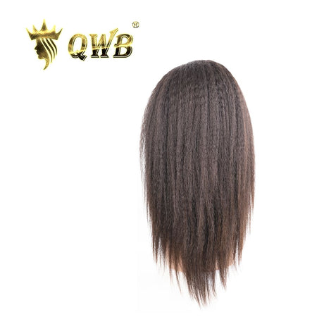 QWB Queen Weave Beauty - Detailed texture verification macro photography documenting coiled steam-processed kinky straight texture (NOT natural afro kinks). Close inspection reveals uniform curl formation throughout entire strand length from weft edge through tip ends, confirming consistent steam pr