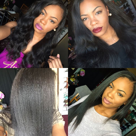 QWB Kinky Straight 5 Bundles Deal Brazilian Virgin Hair 12-24 Inches