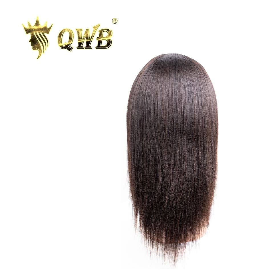 QWB Queen Weave Beauty - Installation demonstration showing how the product integrates with natural hair. Multiple length options available for customized head coverage. Product designed for comfortable all-day extended wear without pressure point discomfort at attachment points along perimeter.
