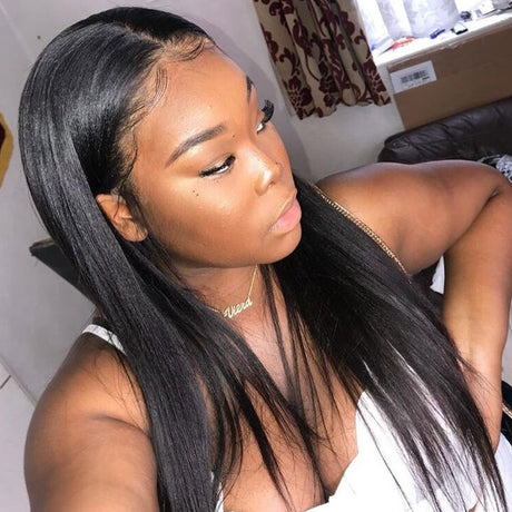 Light Yaki Tape In Extension Natural Color Comparison - Off-black #1B shade shown under studio lighting reflecting softly (not harsh artificial black), confirming virgin hair health with intact cuticle layer. Suitable for all dye colors if customization desired.