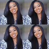 QWB Light Yaki 5X5 HD Lace Closure Wig 200% Density Brazilian Virgin Hair