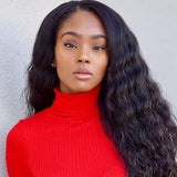 Loose Wave Lace Closure Styling Demonstration - Free part design allows natural-looking divisions anywhere within the 5x5 closure area. Natural color #1B demonstrates authentic virgin hair appearance on real users with various skin tones and loose wave bounce at high density.