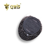 QWB Kinky Straight Drawstring Ponytail Extension demonstrating natural #1B black virgin hair color and distinctive kinky straight curl pattern on 100% human hair material. Side-by-side visual comparison showing consistent texture definition from cap base through entire ponytail length â€?uniform smal
