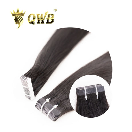 Light Yaki Tape In Hair Extension Quality Close-up - Individual strands showing smooth sheen without tangles or frizz, confirming cuticle intact virgin hair construction. Dense weft appearance indicates high-quality 100% human hair extension suitable for everyday wear.