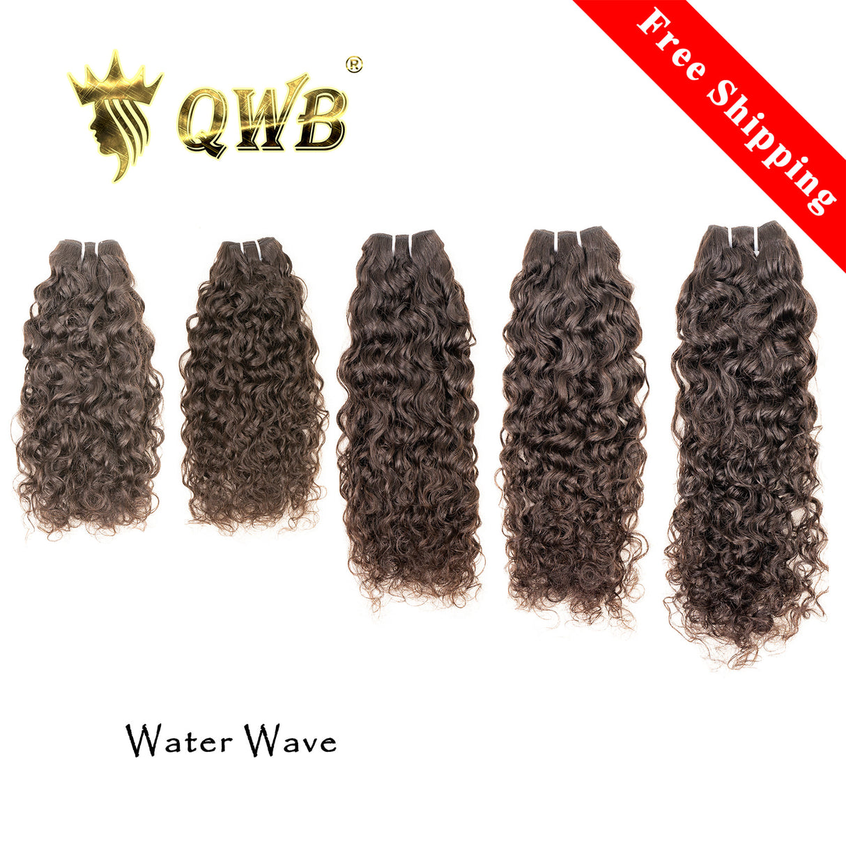 QWB Water Wave 5 Bundles Deal Brazilian Virgin Hair 12-28 Inches