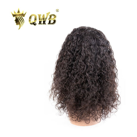 QWB Queen Weave Beauty - Detailed texture verification macro photography documenting loose flowing S-shaped water wave pattern with natural bounce. Close inspection reveals uniform curl formation throughout entire strand length from weft edge through tip ends, confirming consistent steam processing 
