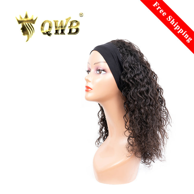QWB Queen Weave Beauty - Main hero product shot featuring single piece of loose flowing S-shaped water wave pattern with natural bounce in natural deep black (#1b) color. . Premium cuticle intact 100% virgin Brazilian hair with minimum shedding and tangle-free performance, estimated 2-3 year lifespa