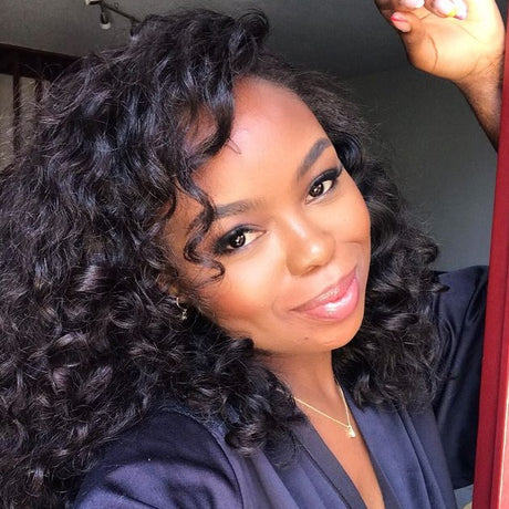 Brazilian Virgin Hair Water Wave Installation View - Three bundles demonstrating natural blending with client's own hair when properly installed. Loose flowing S-shaped water wave texture creates voluminous full head coverage with seamless integration at various lengths from 12 to 28 inches on diver